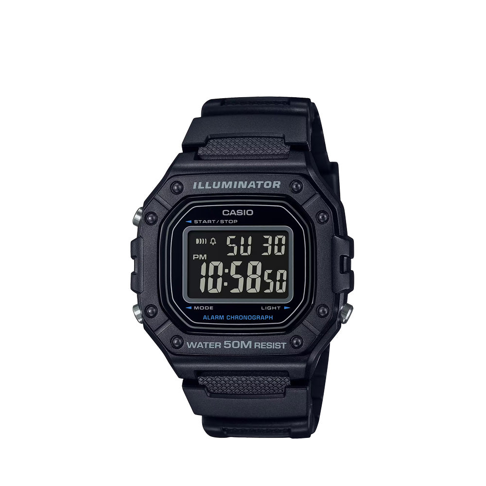 Casio W-218H-1BVDF Standard Digital Black Resin Strap Watch For Men – Time  Depot