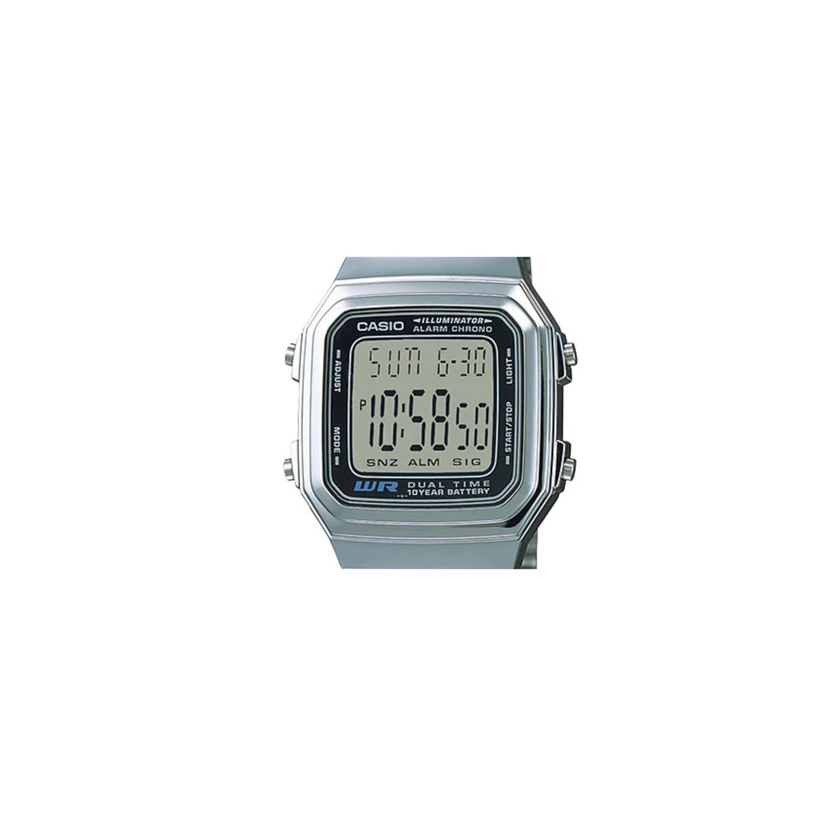 Casio A178WA-1ADF Silver Digital Stainless Steel Strap Watch For