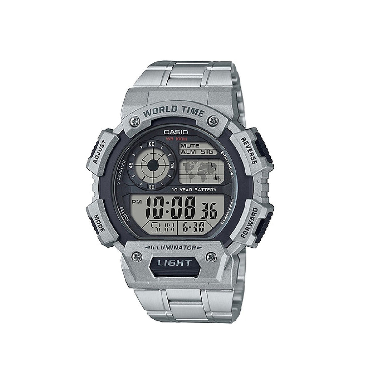 Casio AE-1200WHD-1AVDF Standard Digital Silver Stainless Steel Strap W –  Time Depot