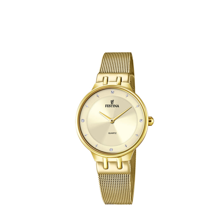 Festina F20598/2 Analog Gold Stainless Steel Strap Watch For Women