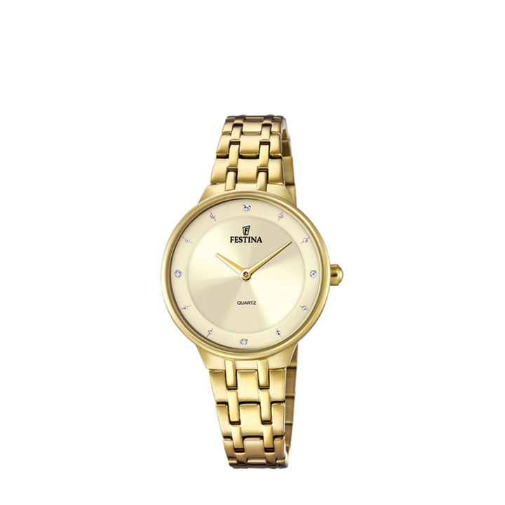 Festina F20601/2 Analog Gold Stainless Steel Strap Watch For Women