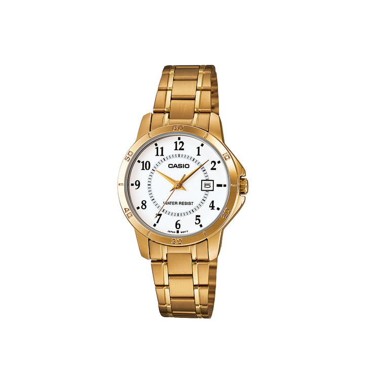 Casio LTP-V004G-7BUDF Gold Analog Stainless Steel Strap Watch For Women