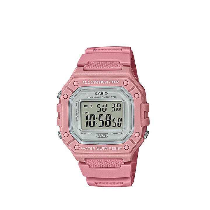 Casio W-218HC-4AVDF Standard Digital Pink Resin Strap Watch For Men