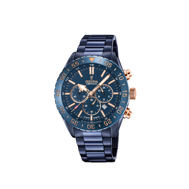 Festina F20576/1 Chronograph Blue Stainless Steel Strap Watch For Men