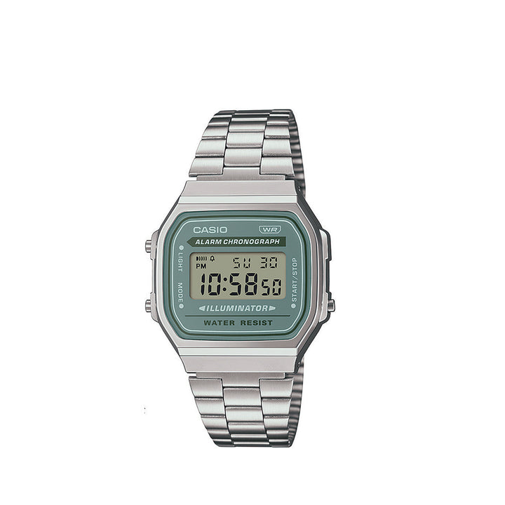 Casio A168WA-3AYDF Vintage Digital Silver Stainless Steel Strap Watch For Men