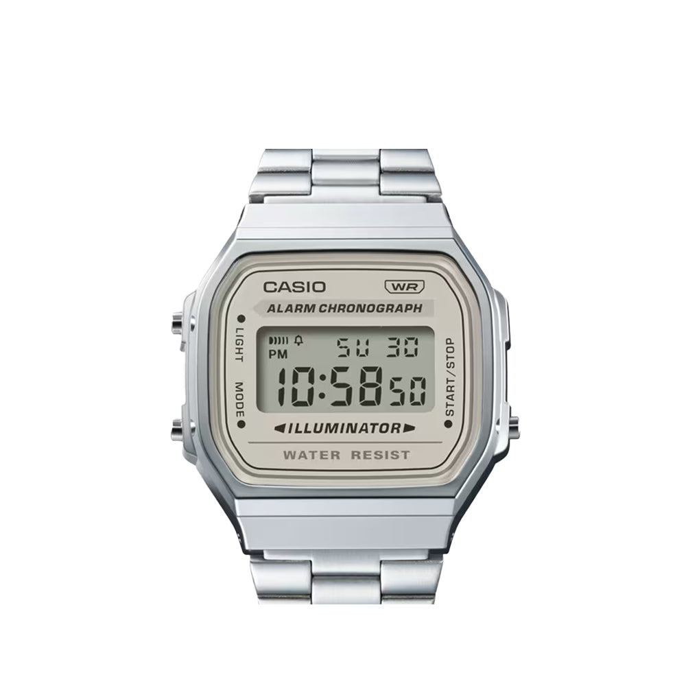Casio A168WA-8AYDF Vintage Digital Silver Stainless Steel Strap Watch For  Men