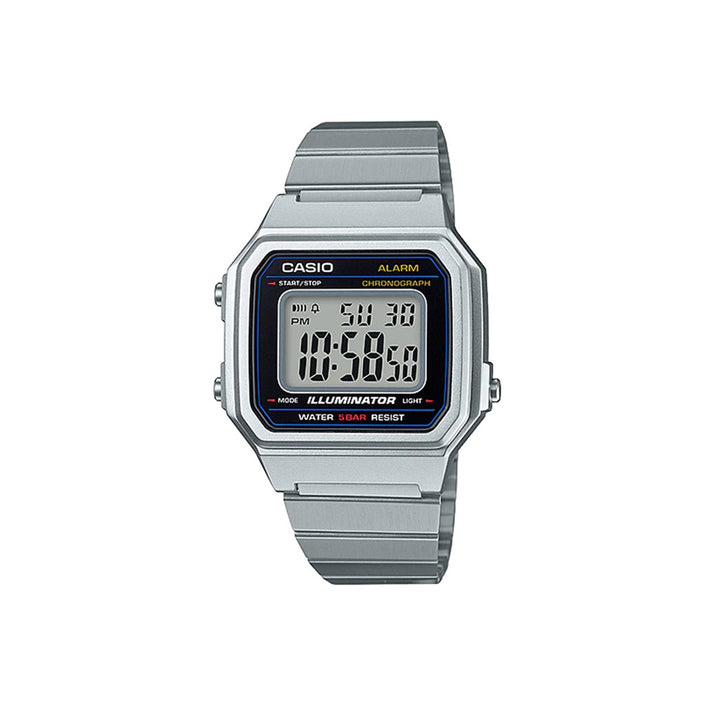 Casio B650WD-1ADF Vintage Digital Silver Stainless Steel Strap Watch For Men