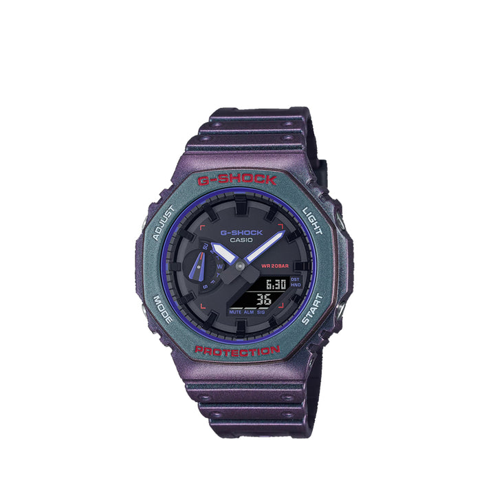 Casio G-Shock GA-2100AH-6ADR Analog Digital Purple/Green Resin Strap Watch For Men