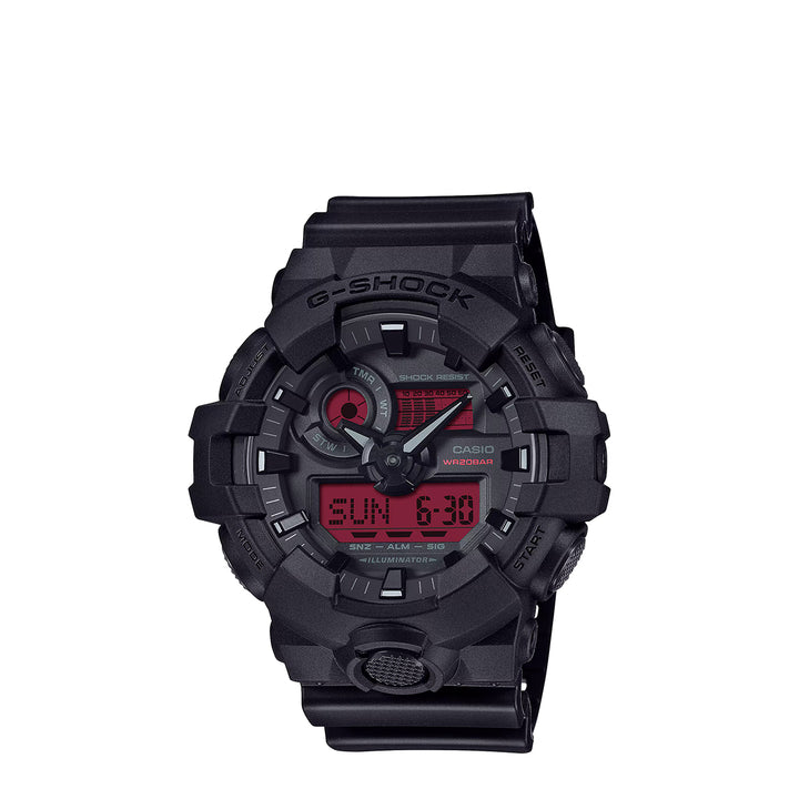 Casio G-Shock GA-700BBR-1ADR Analog-Digital Black Resin Strap Watch For Men