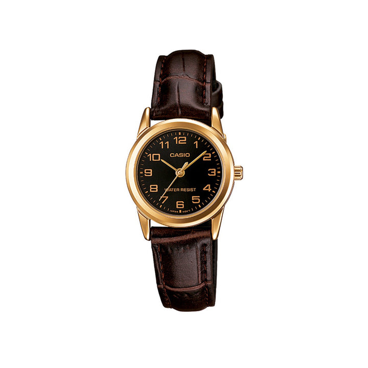 Casio LTP-V001GL-1BUDF Analog Brown Leather Strap Watch For Women