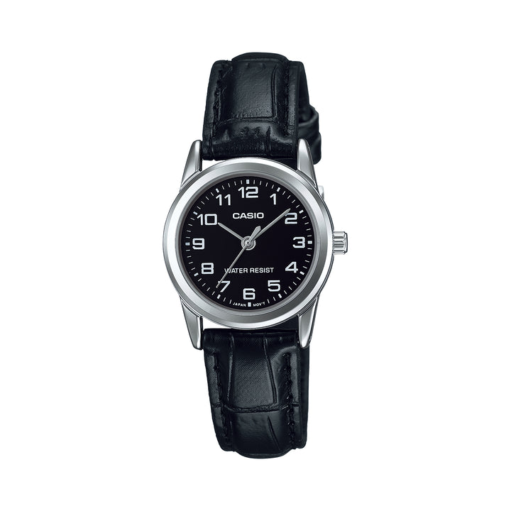 Casio LTP-V001L-1BUDF Analog Black Leather Strap Watch For Women