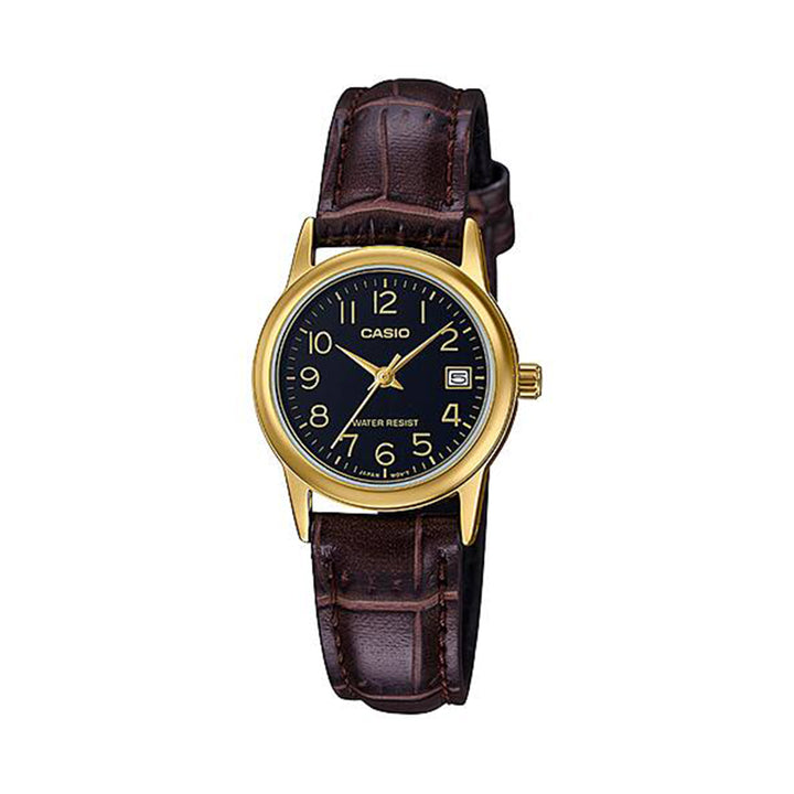 Casio LTP-V002GL-1BUDF Analog Brown Leather Strap Watch For Women