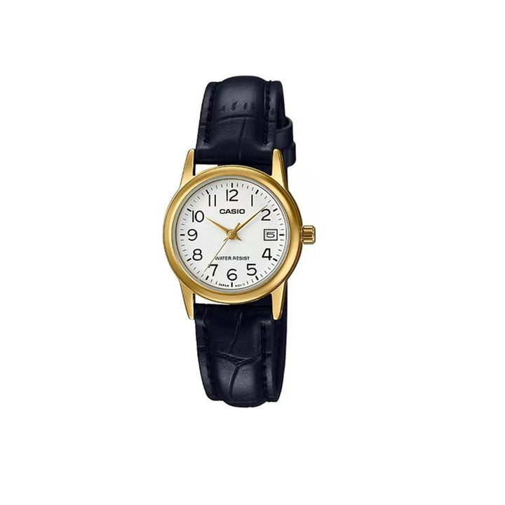 Casio LTP-V002GL-7B2UDF Analog Black Leather Strap Watch For Women