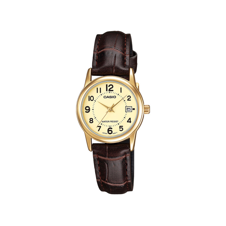 Casio LTP-V002GL-9BUDF Analog Brown Leather Strap Watch For Women