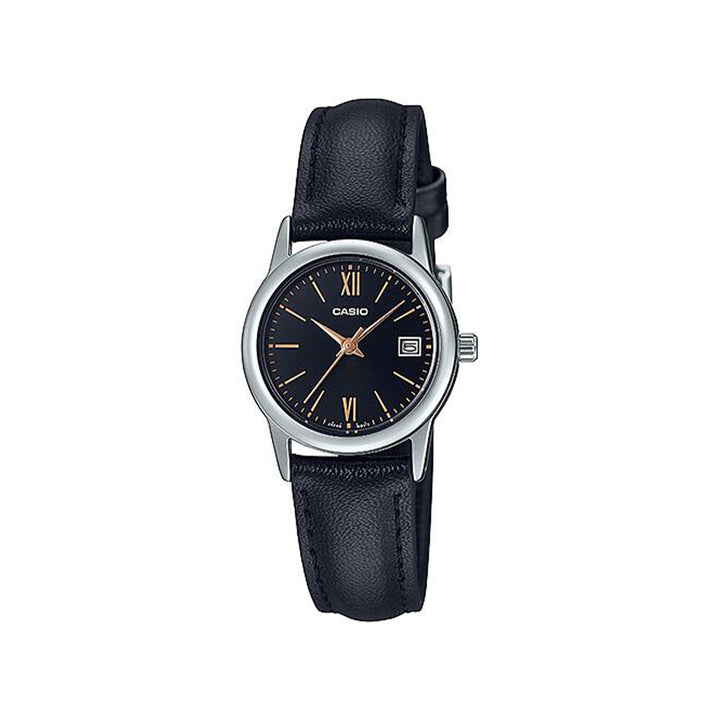 Casio LTP-V002L-1B3UDF Analog Black Leather Strap Watch for Women