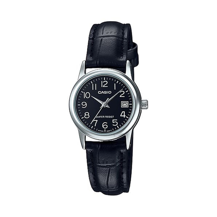 Casio LTP-V002L-1BUDF Analog Black Leather Strap Watch For Women