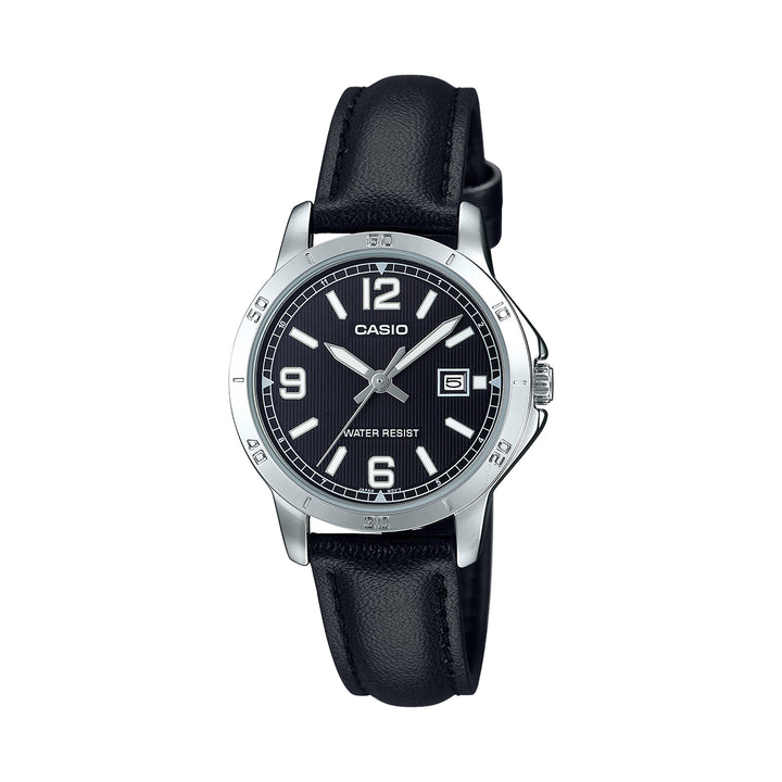 Casio LTP-V004L-1BUDF Analog Black Leather Strap Watch For Women