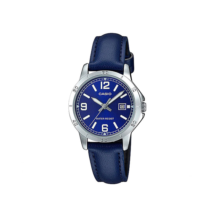 Casio LTP-V004L-2BUDF Analog Blue Leather Strap Watch For Women