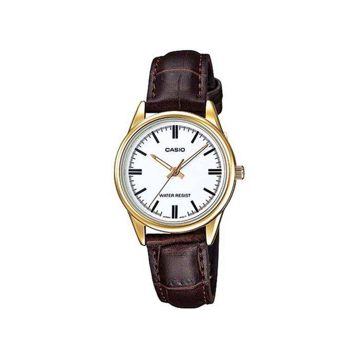 Casio LTP-V005GL-7AUDF Analog Brown Leather Strap Watch For Women