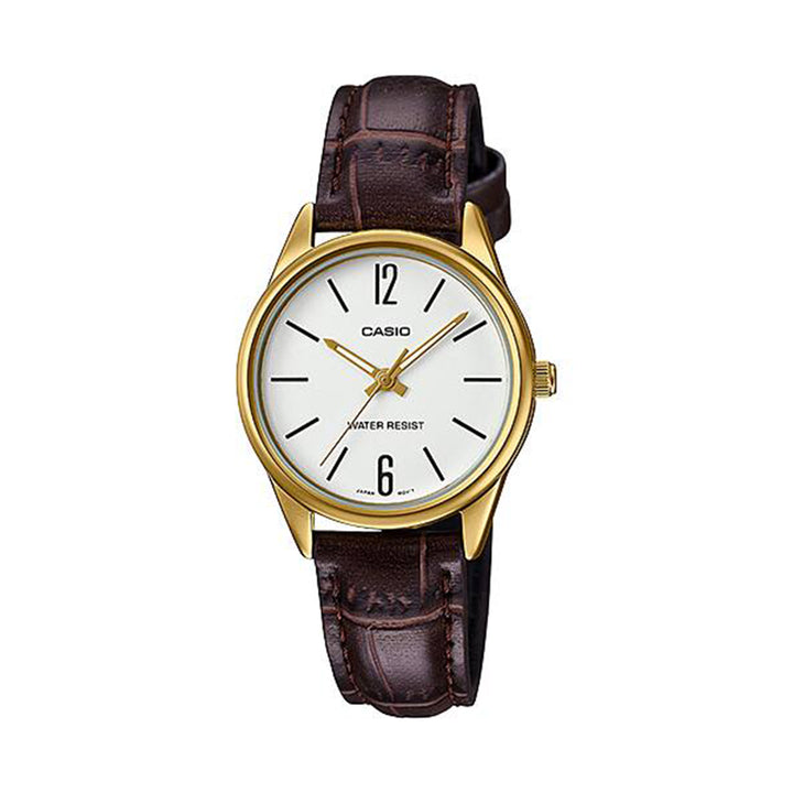 Casio LTP-V005GL-7BUDF Analog Brown Leather Strap Watch For Women