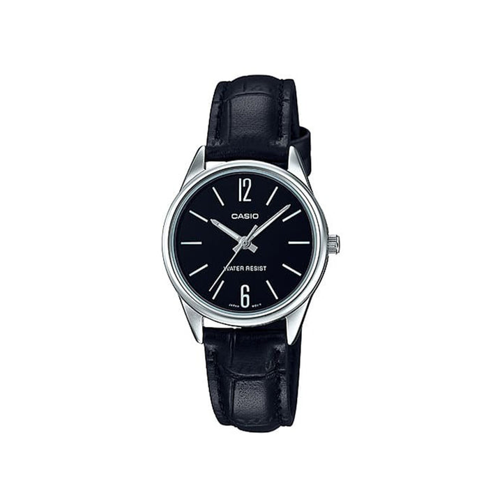 Casio LTP-V005L-1BUDF Analog Black Leather Strap Watch for Women