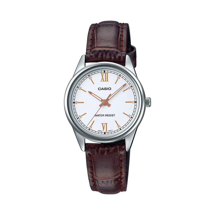 Casio LTP-V005L-7B3UDF Analog Brown Leather Strap Watch for Women