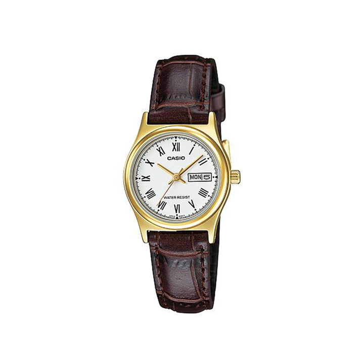 Casio LTP-V006GL-7BUDF Analog Brown Leather Strap Watch For Women