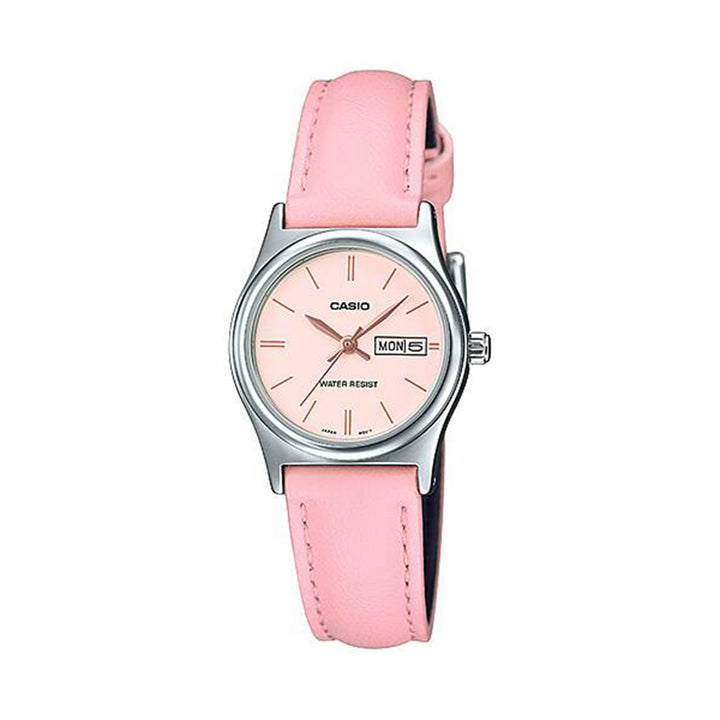 Casio LTP-V006L-4BUDF Analog Pink Leather Strap Watch For Women