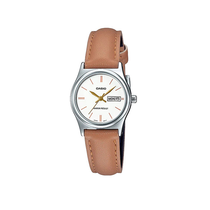 Casio LTP-V006L-7B2UDF Analog Brown Leather Strap Watch For Women