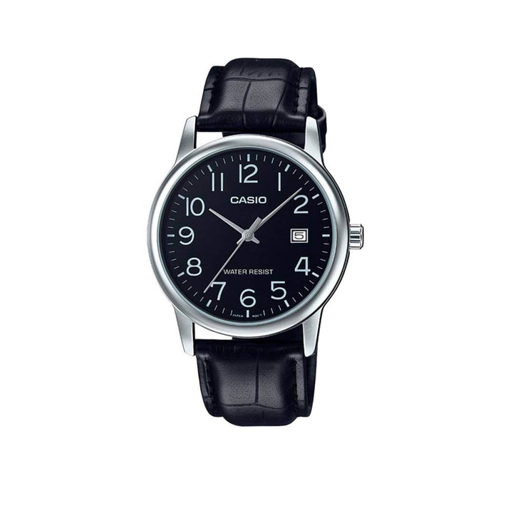 Casio MTP-V002L-1BUDF Analog Black Leather Strap Watch For Men