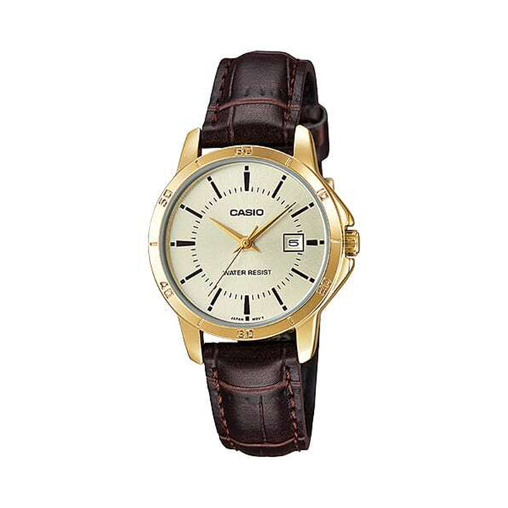 Casio MTP-V004GL-9AUDF Analog Brown Leather Strap Watch For Men