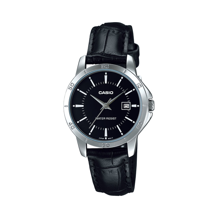 Casio MTP-V004L-1AUDF Analog Black Leather Strap Watch For Men