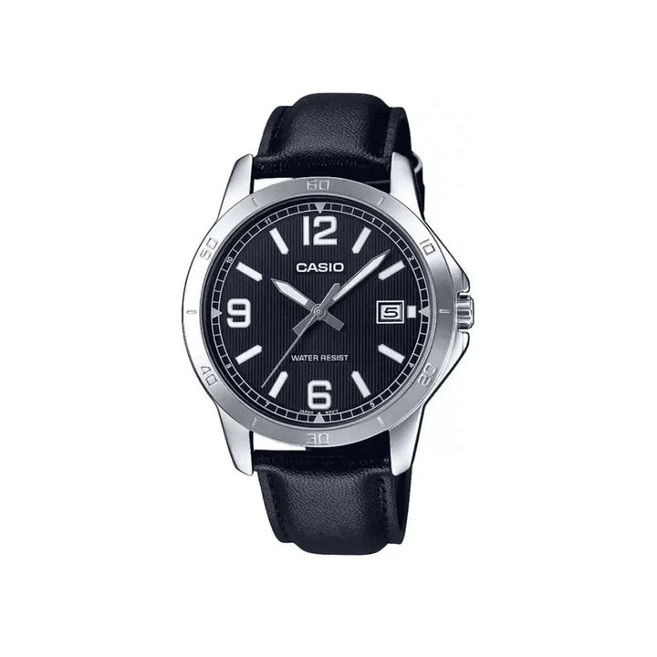 Casio MTP-V004L-1BUDF Analog Black Leather Strap Watch For Men