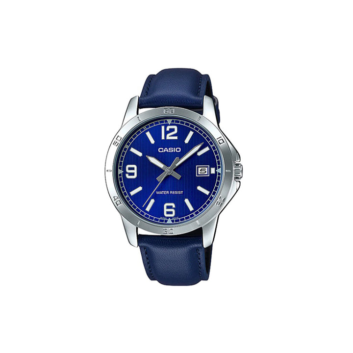 Casio MTP-V004L-2BUDF Analog Blue Leather Strap Watch For Men