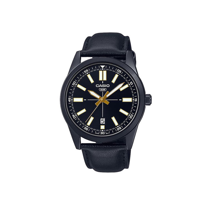 Casio MTP-VD02BL-1EUDF Analog Black Leather Strap Watch For Men