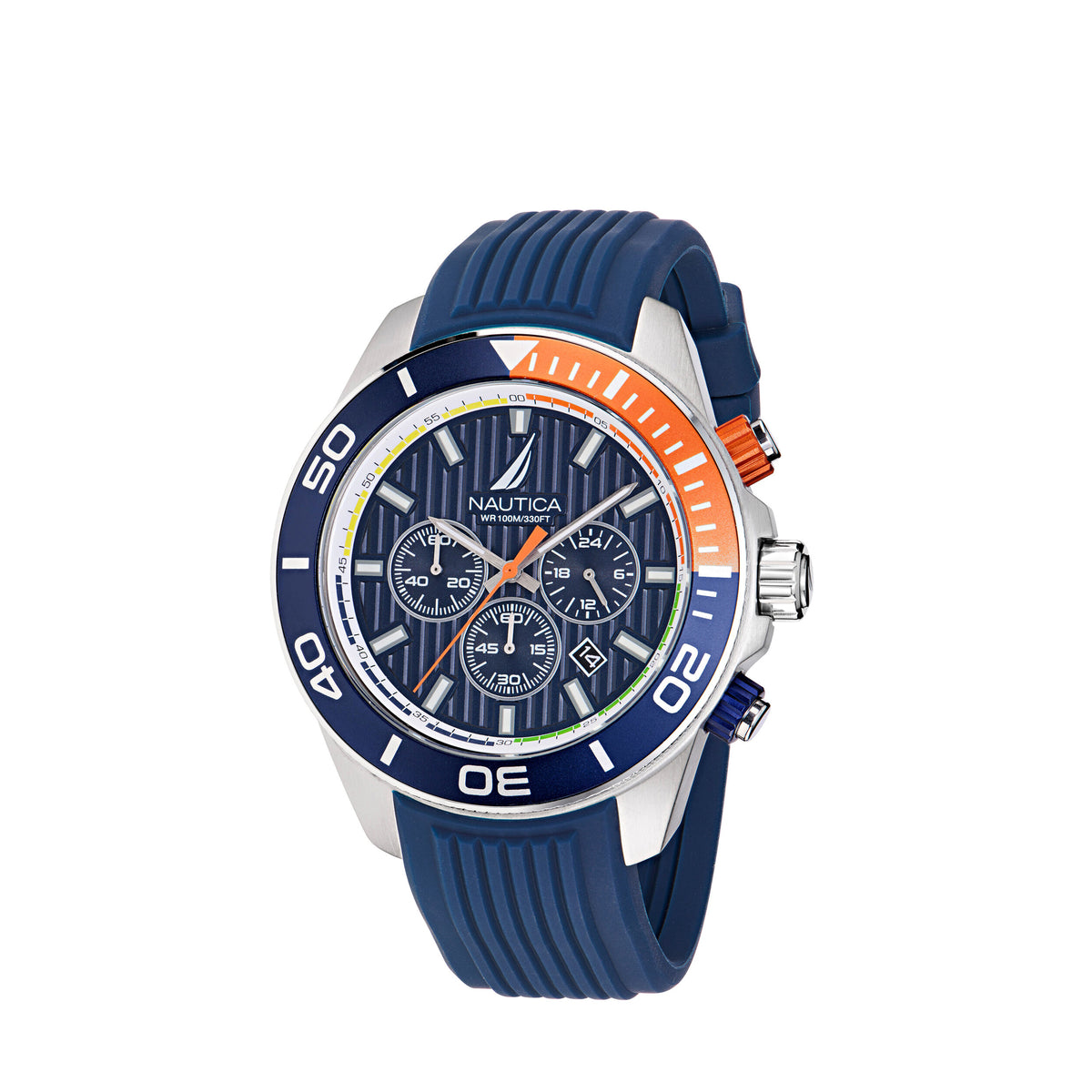 Nautica NAPNOF302 One Chronograph Blue Silicone Strap Watch For Men ...