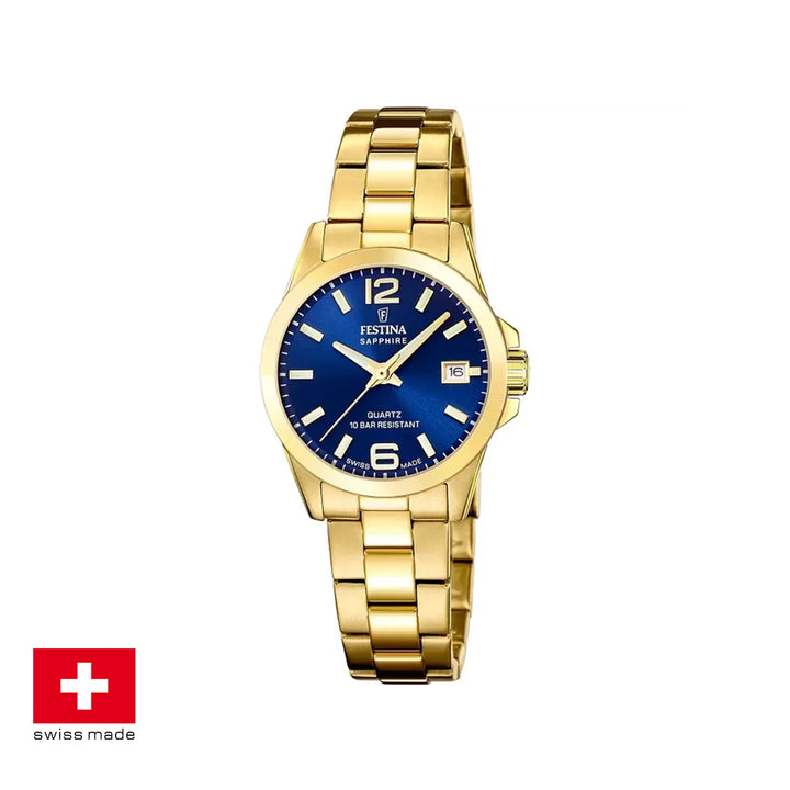 Festina Swiss Made F20050/3 Analog Gold Stainless Steel Strap Watch For Women