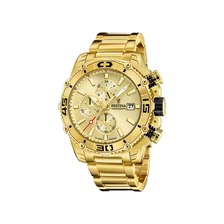 Festina F20492/1 Chronograph Gold Stainless Steel Strap Watch For Men