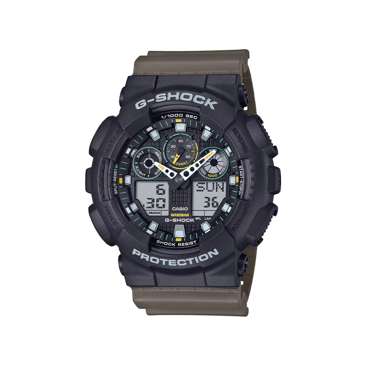 Casio G-Shock GA-100TU-1A3DR Analog-Digital Green Resin Strap Watch For Men