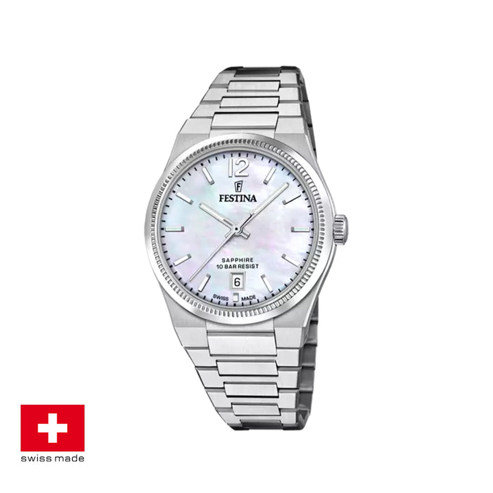 Festina Swiss Made F20052/1 Analog Silver Stainless Steel Strap Watch For Women