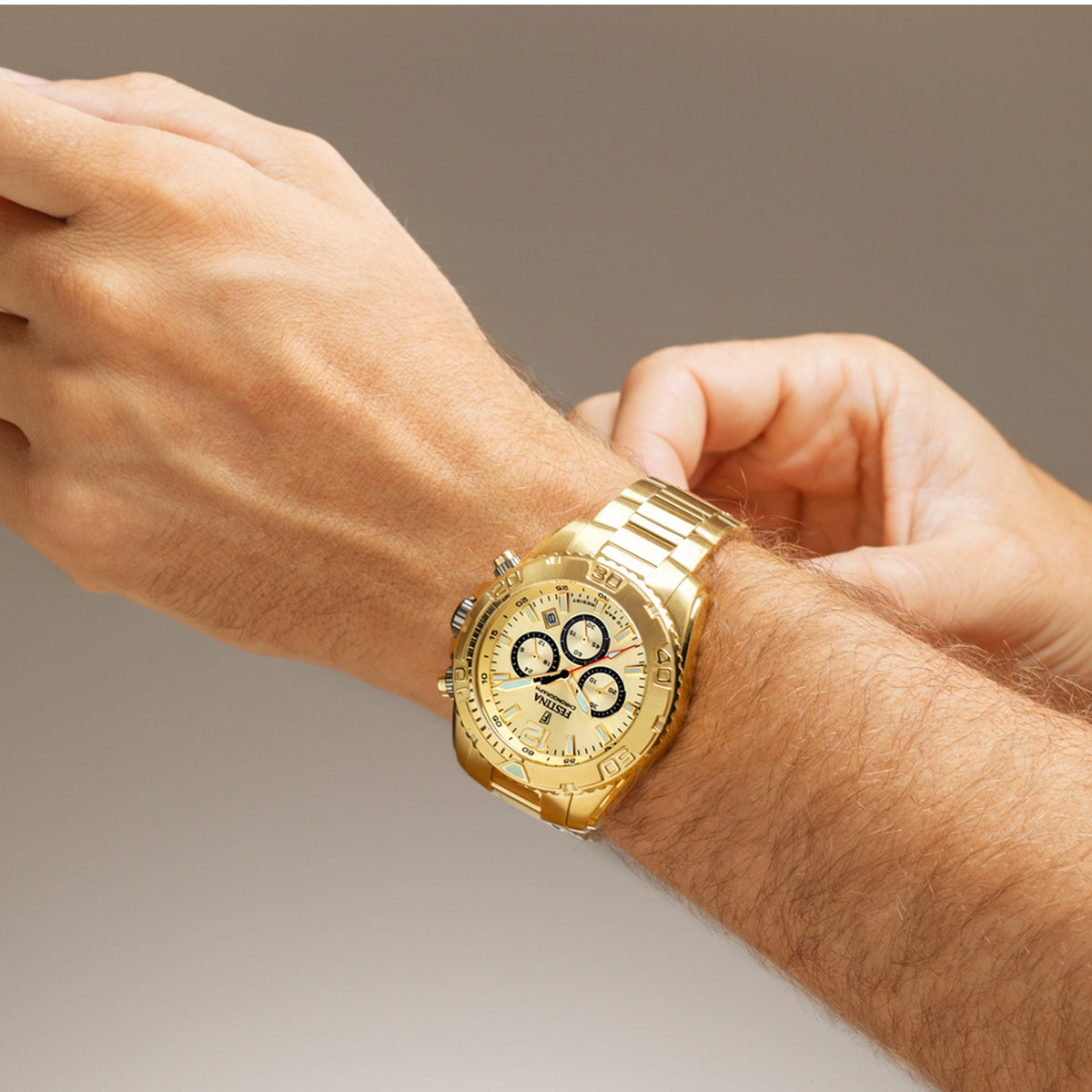 Festina F20684/1 Chronograph Gold Stainless Steel Strap Watch For Men