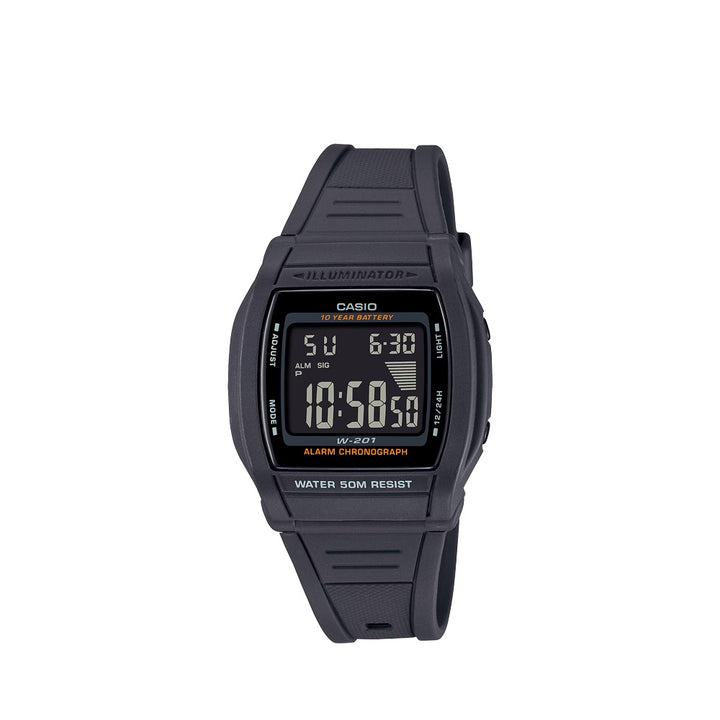 Casio W-201-1BVDF Standard Digital Black Resin Strap Watch For Men