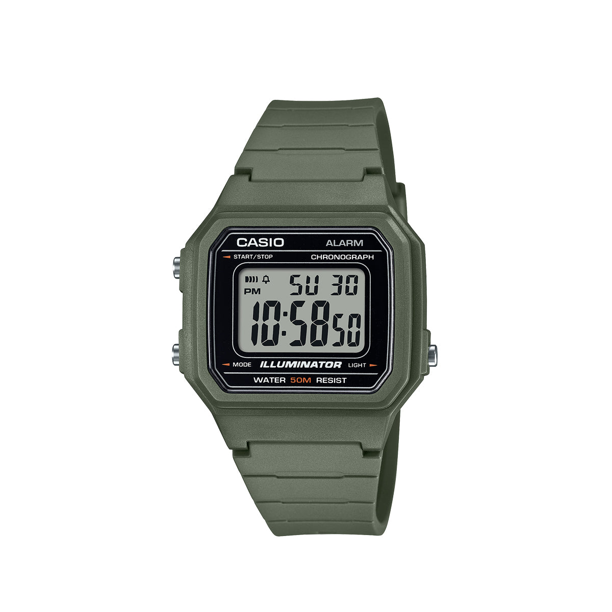 Casio W-217H-3AVDF Digital Green Resin Strap Watch For Men – Time