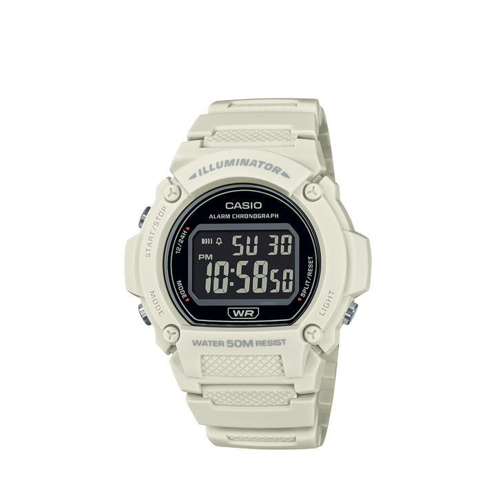 Casio W-219HC-8BVDF Standard Digital White Resin Strap Watch For Men