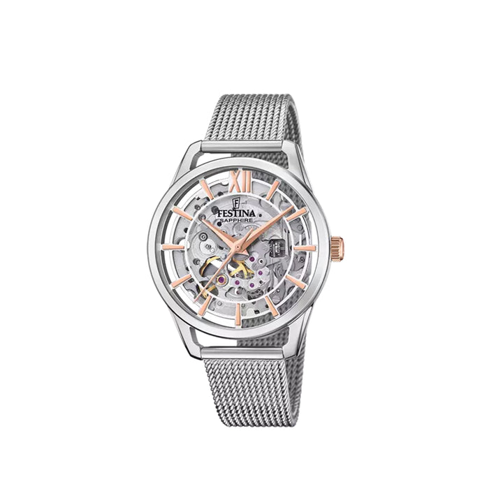 Festina F20627/1 Automatic Silver Stainless Steel Strap Watch For Women