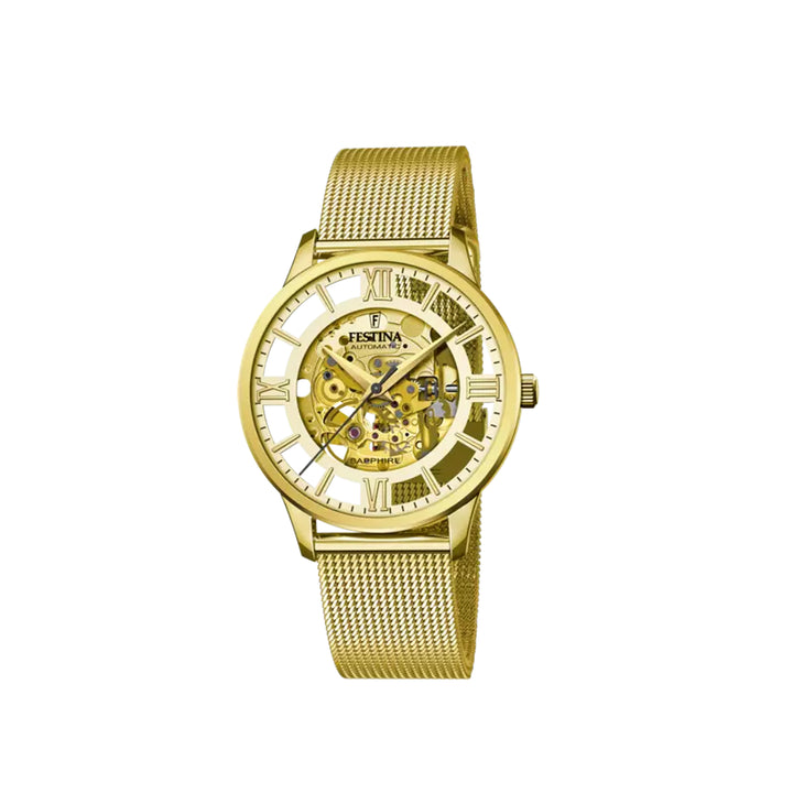Festina F20667/1 Automatic Gold Stainless Steel Strap Watch For Men