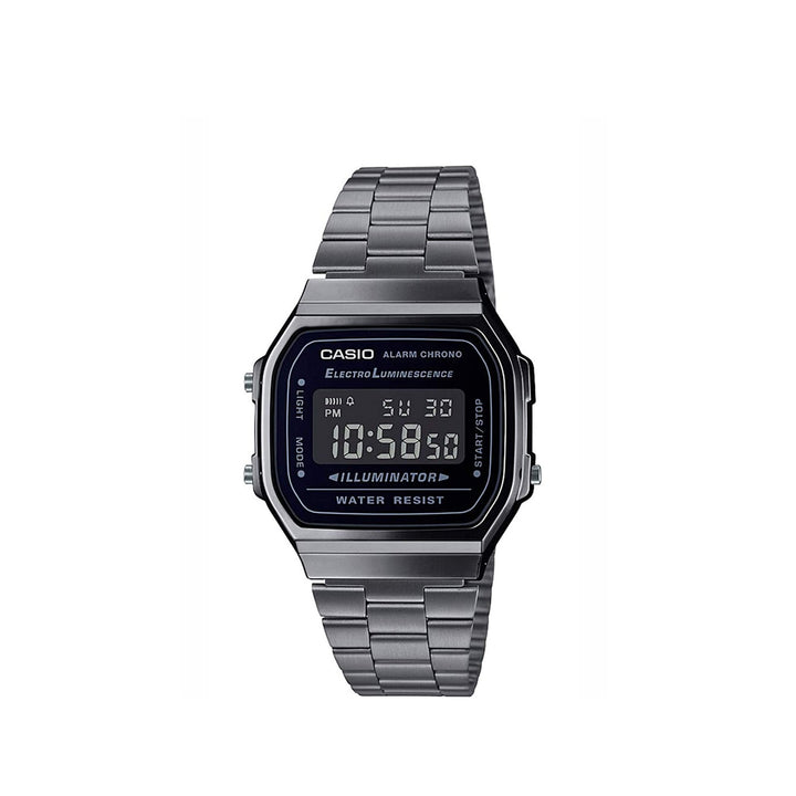 Casio A168WGG-1BDF Standard Digital Grey Stainless Steel Metal Strap Watch For Men