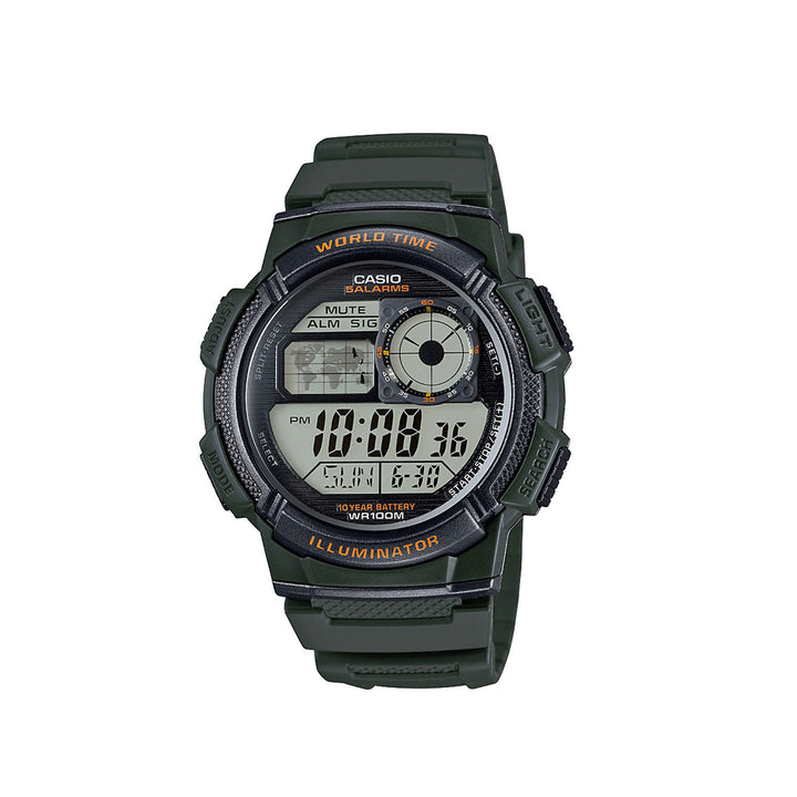 Casio AE-1000W-3AVDF Digital Green Resin Strap Watch For Men