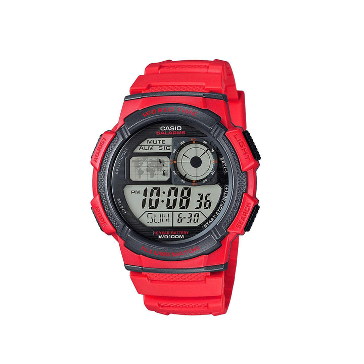 Casio AE-1000W-4AVDF Digital Red Resin Strap Watch For Men