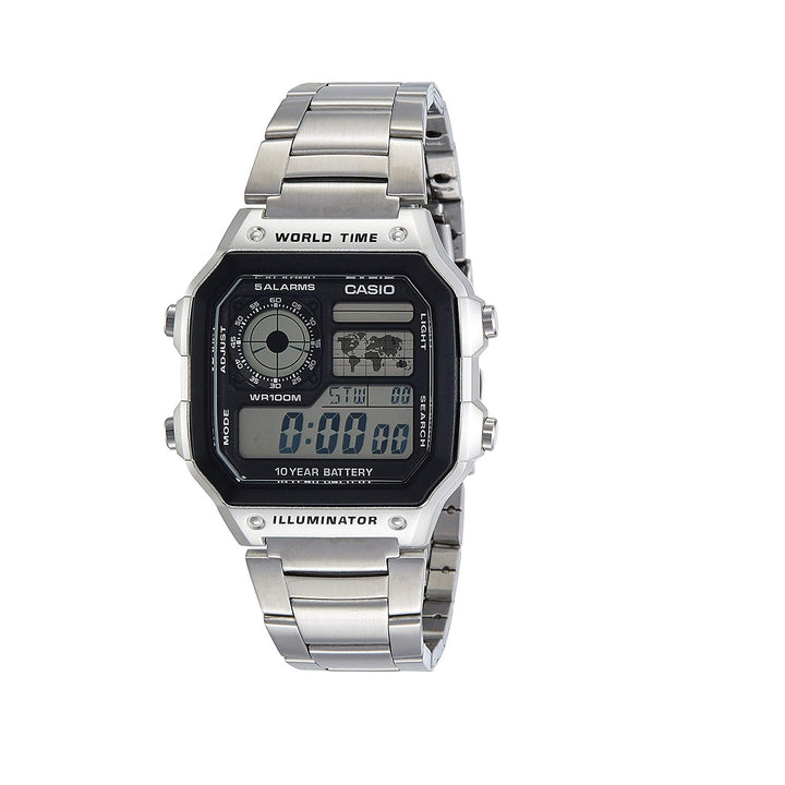 Casio AE-1200WHD-1AVDF Standard Digital Silver Stainless Steel Strap W –  Time Depot